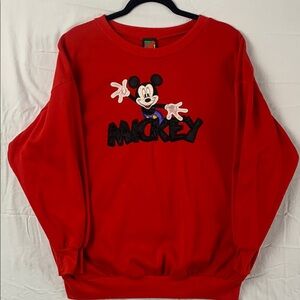 DISNEY | 1X UNISEX CREW NECK LAND N SEA VTG MICKEY MOUSE UNLIMITED | RED